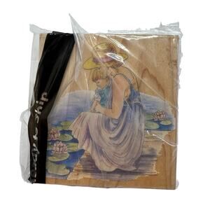 STAMPS HAPPEN *NEW* Mother and Son on the Shore Rubber Stamp Wood Mount 80026